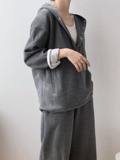 xakxx Loose Hoodies And Wide-Leg Pants Suits