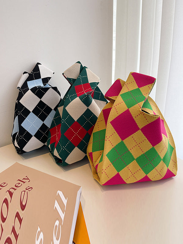 xakxx Urban Checkerboard Contrast Color Color-Block Bags Accessories Handbags