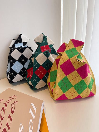 xakxx Urban Checkerboard Contrast Color Color-Block Bags Accessories Handbags