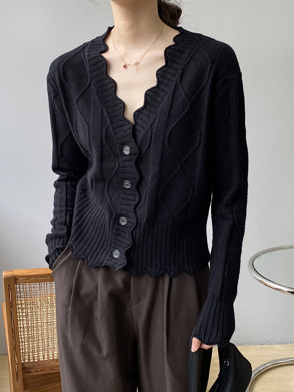 xakxx Original Stylish Casual 7 Colors Buttoned Jacquard V-Neck Sleeveless Cardigan Top