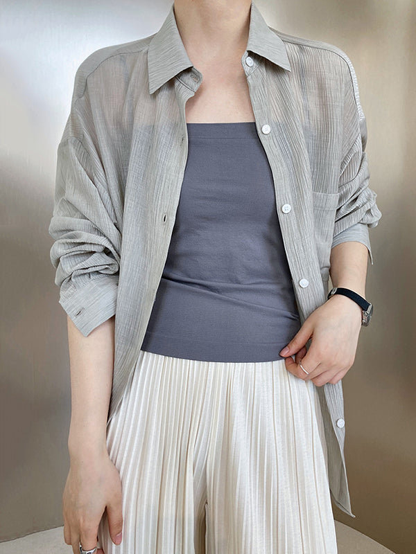 xakxx Simple Casual Solid Color Spaghetti-Neck Vest Top