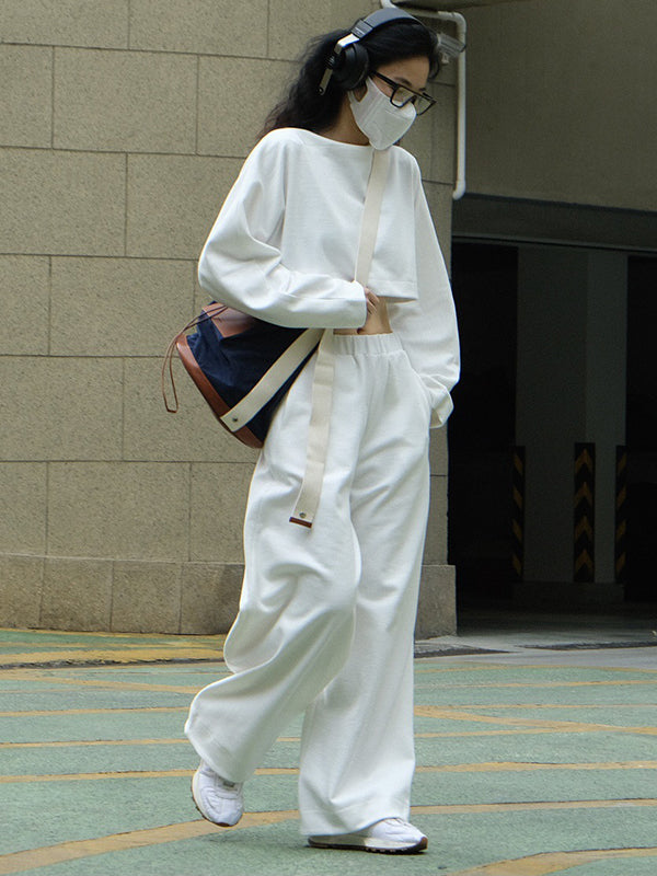 xakxx Casual Wide Leg Loose Solid Color Pants