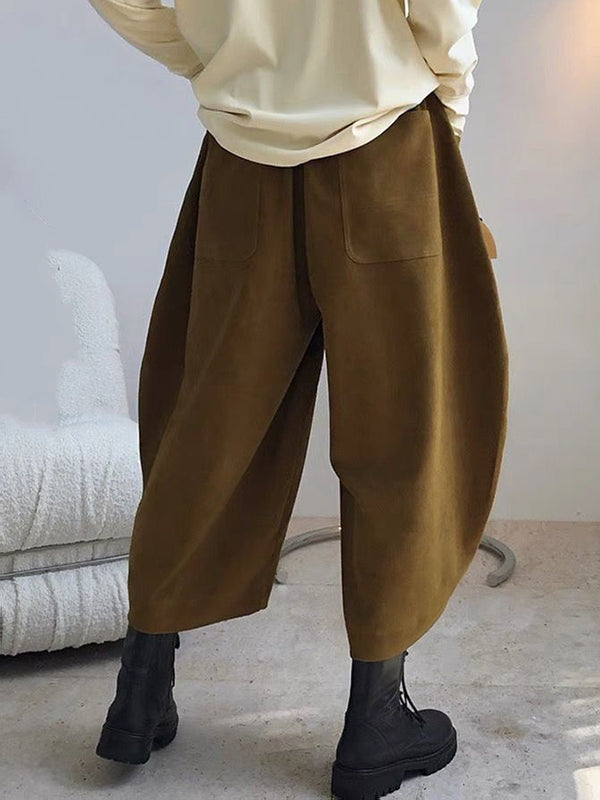 xakxx Harem Pants Wide Leg Elasticity Solid Color Split-Joint Pants Trousers