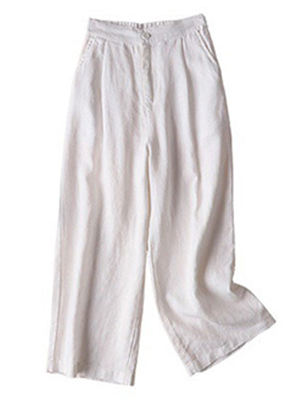 xakxx 5 Colors Line Loose Casual Plus Size Wide-Leg Pants