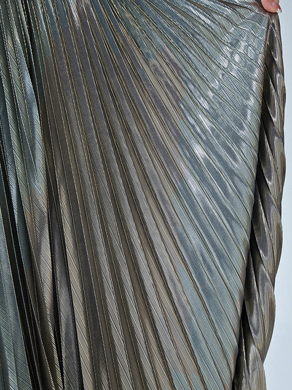 xakxx Loose Metallic Pleated Skirts Bottoms