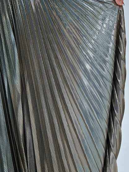 xakxx Loose Metallic Pleated Skirts Bottoms