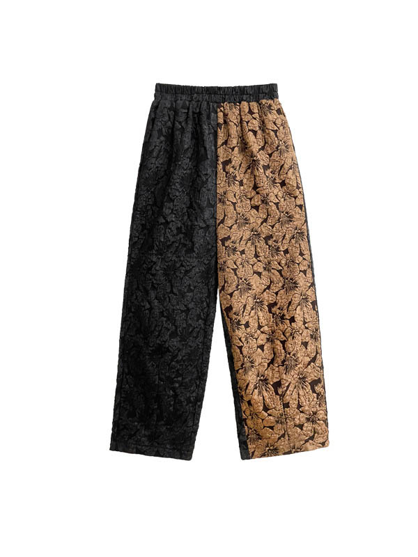 xakxx A-Line High-Low Asymmetric Contrast Color Jacquard Vest Top + Elasticity Pants Bottom Two Pieces Set