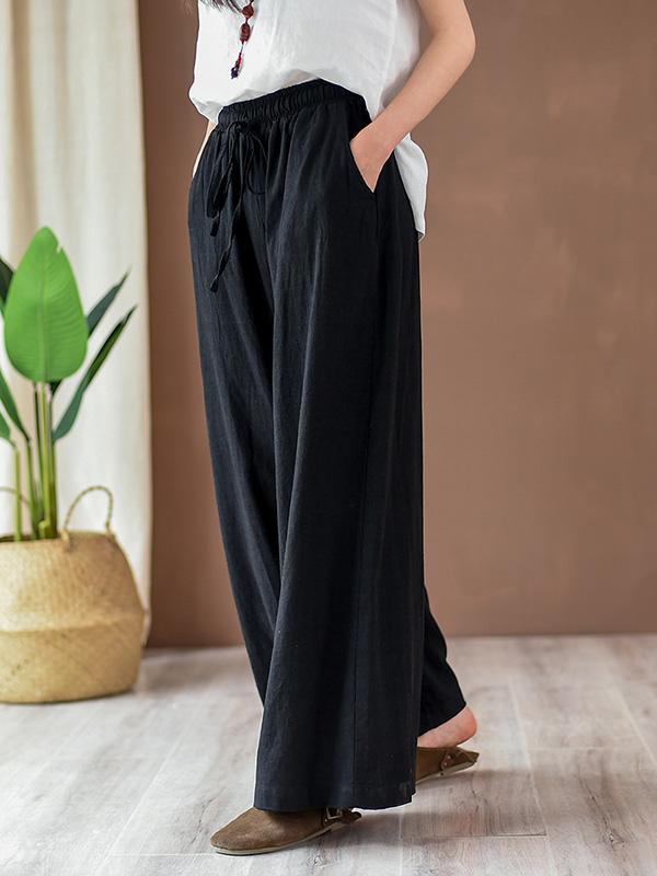 xakxx Vintage Linen Wide Leg Ramie Pants