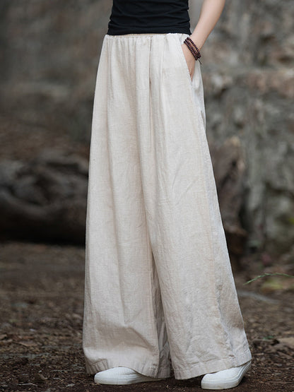 xakxx Wide Leg Elasticity Solid Color Pants Trousers