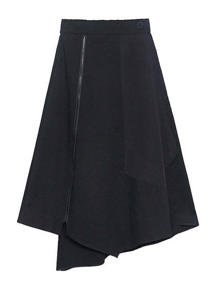 xakxx Casual High Waisted Irregularity Solid Color Skirt