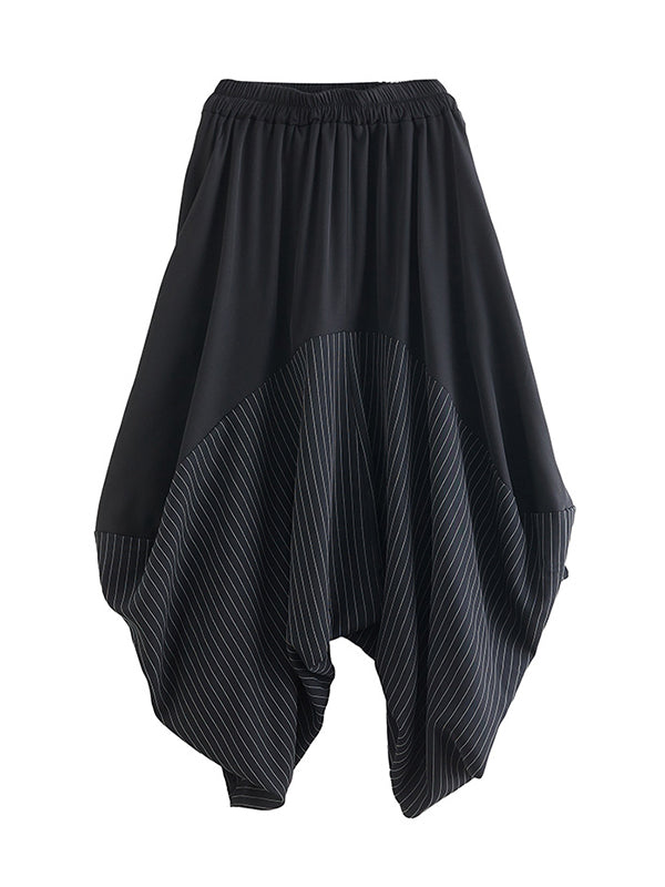 xakxx Harem Pants Irregular Clipping Split-Joint Striped Casual Pants Bottoms