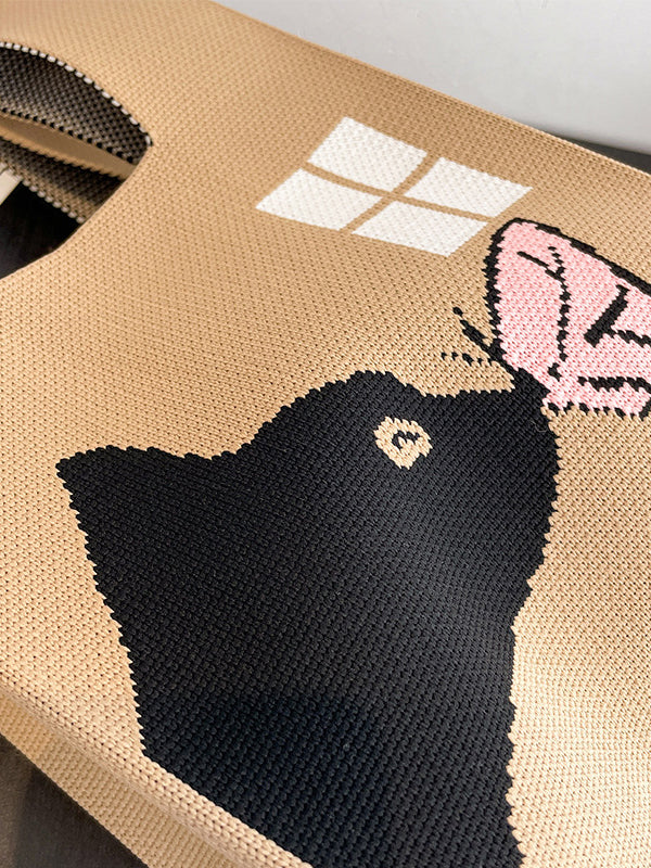 xakxx Cartoon Printed Bags Accessories Woven Handbag