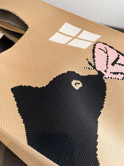 xakxx Cartoon Printed Bags Accessories Woven Handbag