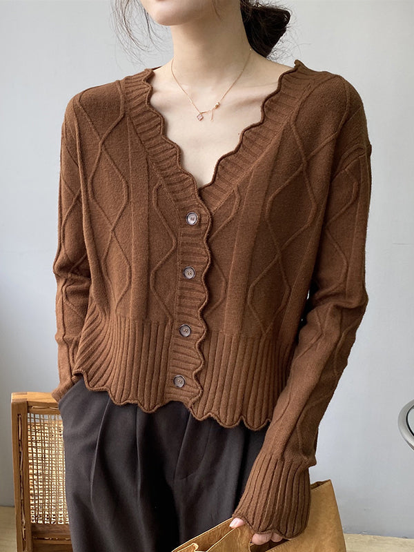 xakxx Original Stylish Casual 7 Colors Buttoned Jacquard V-Neck Sleeveless Cardigan Top