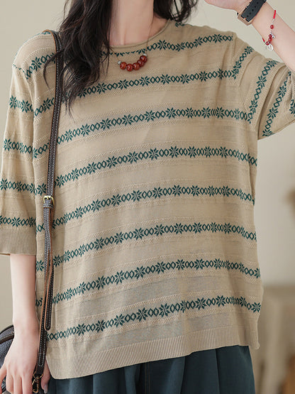 xakxx Half Sleeves Loose Printed Round-Neck T-Shirts Tops