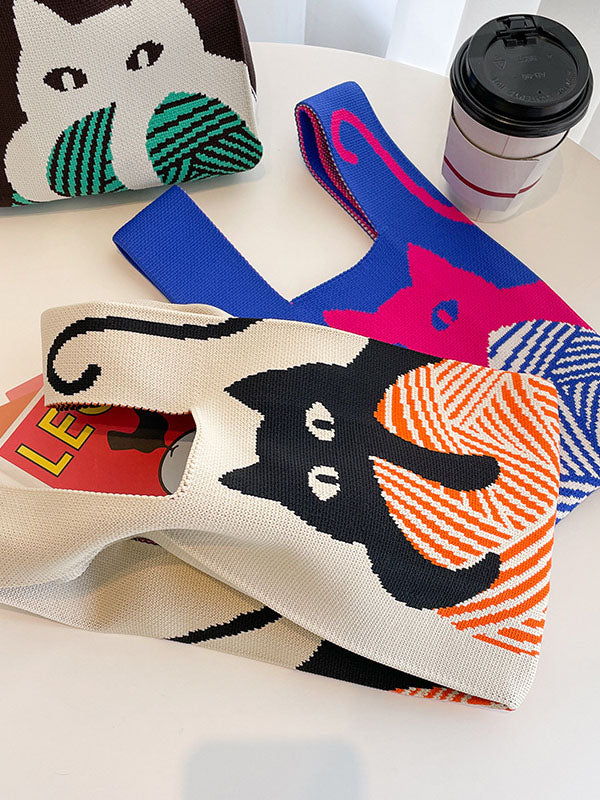 xakxx Animal Printed Multi-Colored Bags Accessories Woven Handbag
