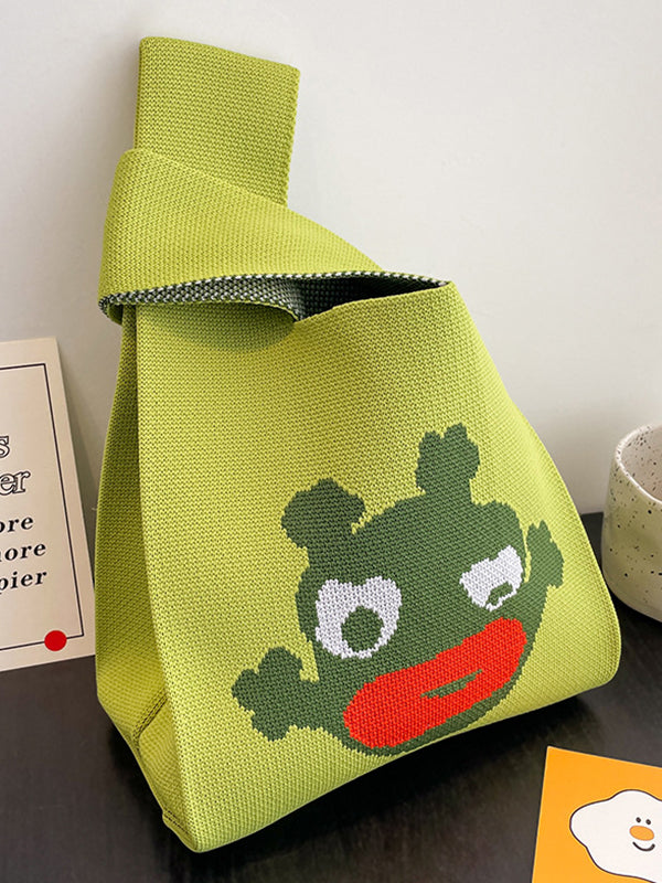 xakxx Cartoon Printed Bags Accessories Woven Handbag