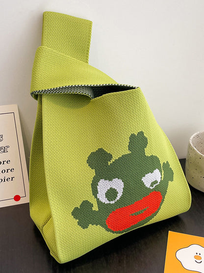 xakxx Cartoon Printed Bags Accessories Woven Handbag
