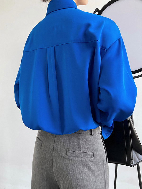 xakxx Stylish 3 Colors Solid Color Long Sleeves Blouse
