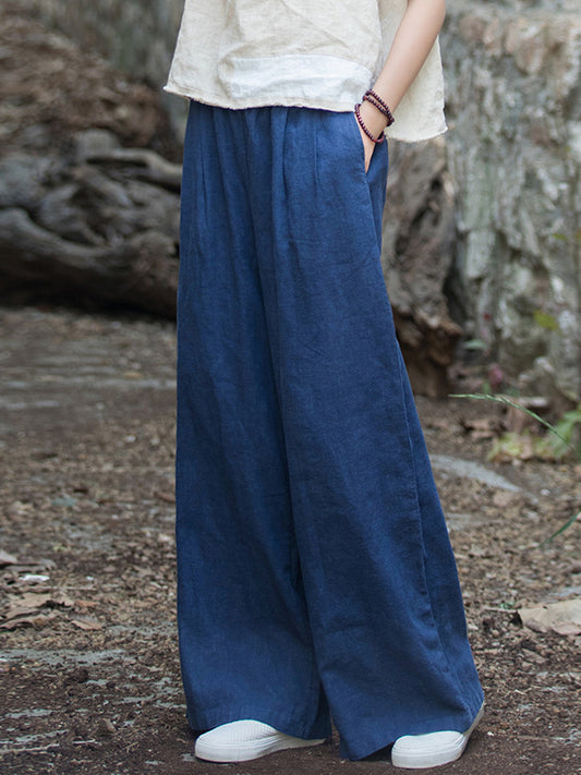 xakxx Wide Leg Elasticity Solid Color Pants Trousers