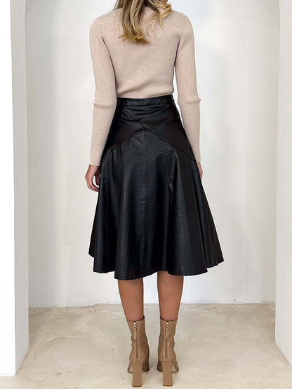 xakxx High Waisted Loose Ruffled Solid Color Skirts Bottoms