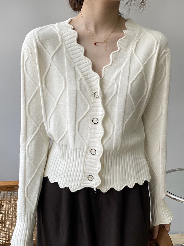 xakxx Original Stylish Casual 7 Colors Buttoned Jacquard V-Neck Sleeveless Cardigan Top
