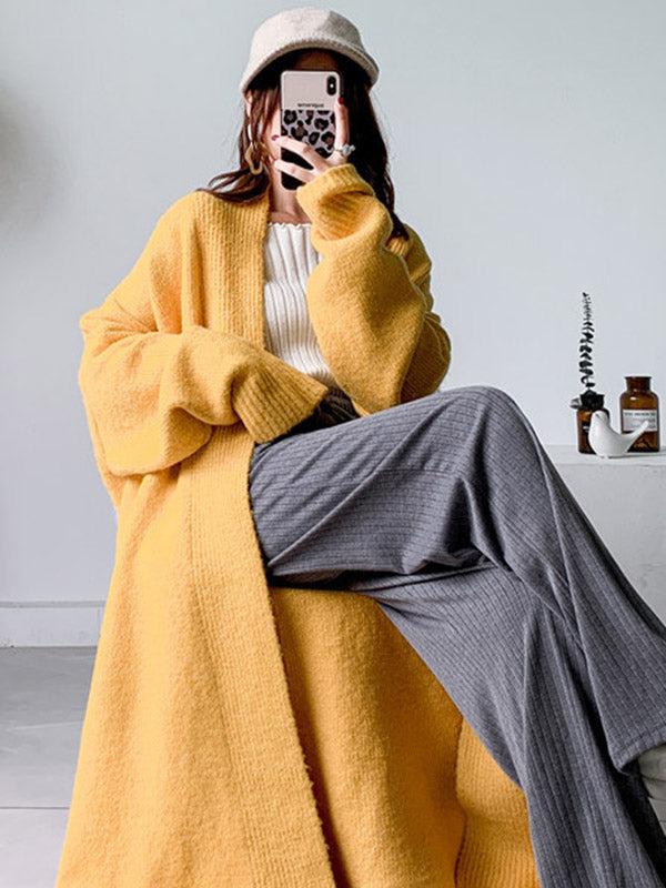 xakxx Urban Simple Loose Solid Color Knitting Cardigan Coat