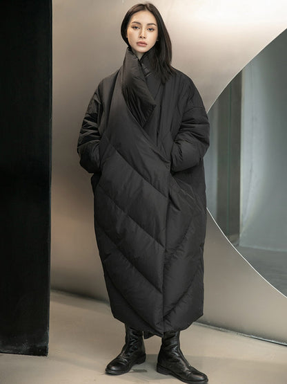 xakxx Thicken Solid Warm Irregularity Duck Down Coat