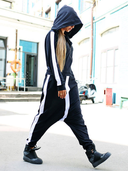 xakxx Fashion Loose Contrast Color Sports Jumpsuits