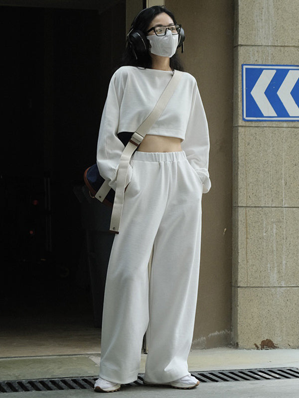 xakxx Casual Wide Leg Loose Solid Color Pants