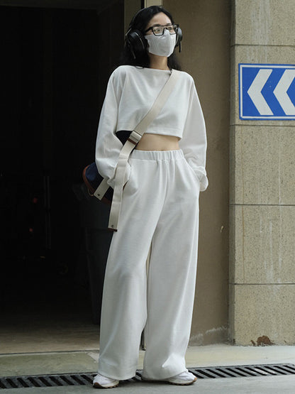 xakxx Casual Wide Leg Loose Solid Color Pants