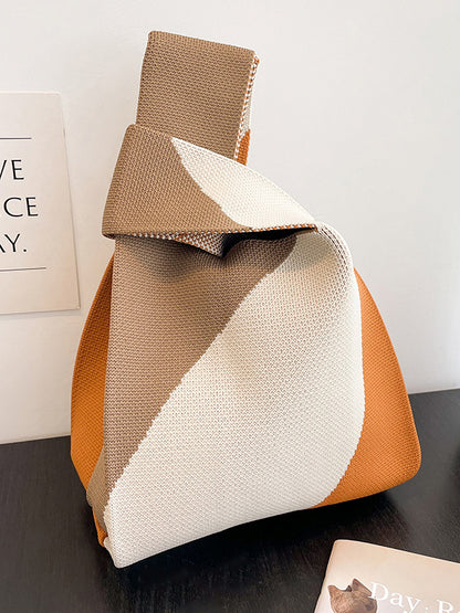 xakxx Contrast Color Woven Bags Handbags