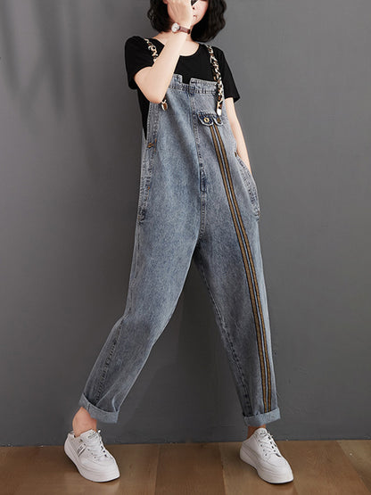 xakxx Original Leopard Elasticity Denim Overalls