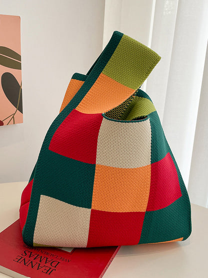 xakxx Casual Checkerboard Contrast Color Color-Block Bags Accessories Handbags