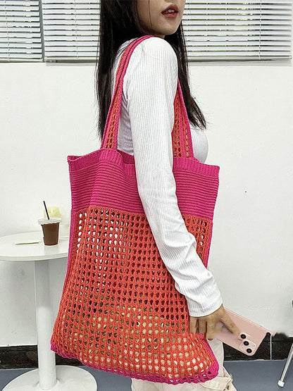 xakxx Beach Contrast Color Hollow Bags Accessories