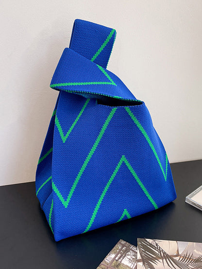 xakxx Contrast Color Striped Woven Woven Handbag