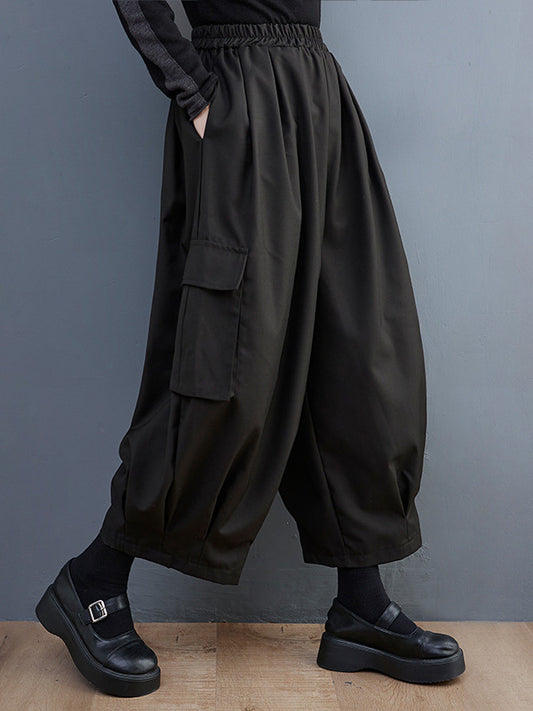 xakxx Loose Wide Leg Solid Color Casual Pants Bottoms