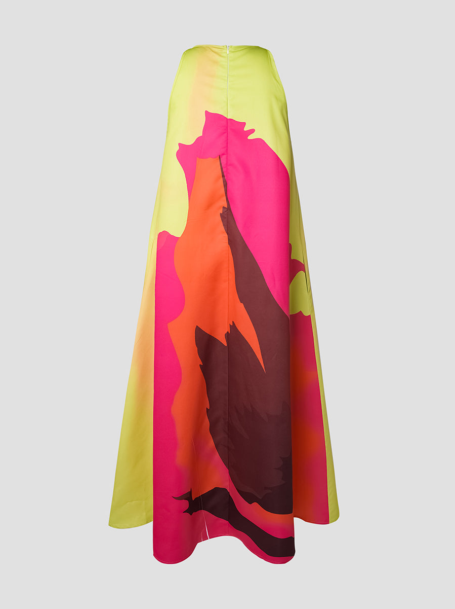 xakxx Loose Sleeveless Multi-Colored Round-Neck Maxi Dresses