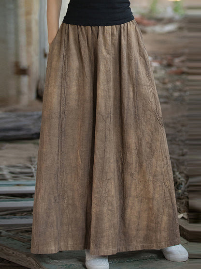 xakxx Loose Elasticity Pockets Tie-Dyed Skirts Bottoms