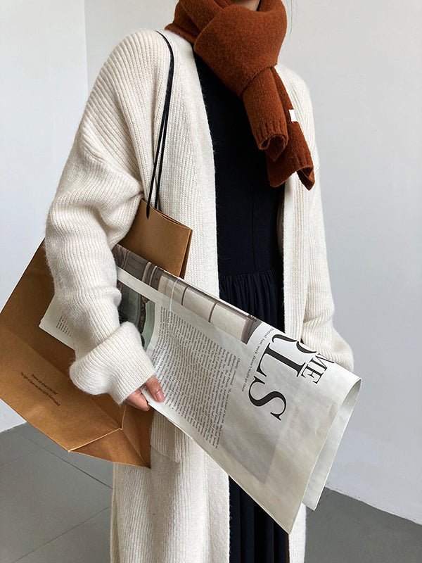 xakxx Casual Loose Solid Color Cardigan Tops