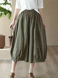 xakxx Cropped Pleated Wide Leg Casual Pants Bottoms