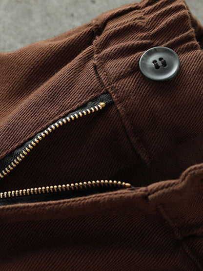 xakxx Simple Wide Leg Loose Solid Color Casual Pants Bottoms
