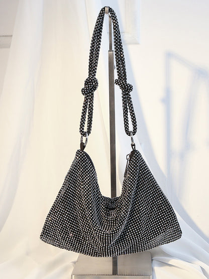 xakxx Knot Rhine Stones Zipper Handbags