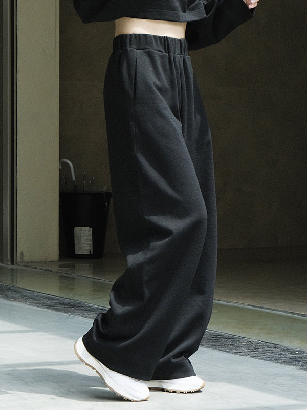 xakxx Casual Wide Leg Loose Solid Color Pants