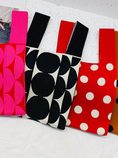 xakxx Contrast Color Polka-Dot Bags Accessories Woven Handbag