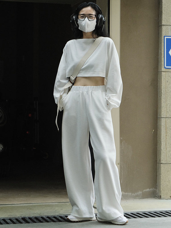 xakxx Casual Wide Leg Loose Solid Color Pants