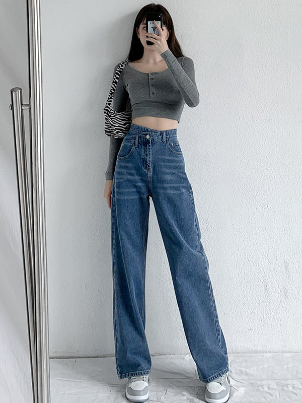 xakxx 4 Colors High Waisted Jean Pants Bottoms
