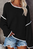 xakxx xakxx-Fashion Street Solid Patchwork O Neck Sweaters(3 colors)