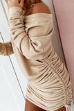 Street Solid Patchwork Frenulum O Neck Pencil Skirt Dresses(6 Colors)