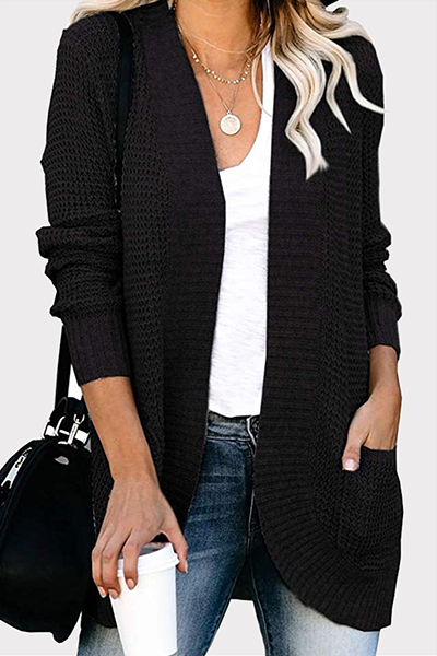 xakxx xakxx-Casual Solid Patchwork Pocket V Neck Tops Sweater(6 Colors)